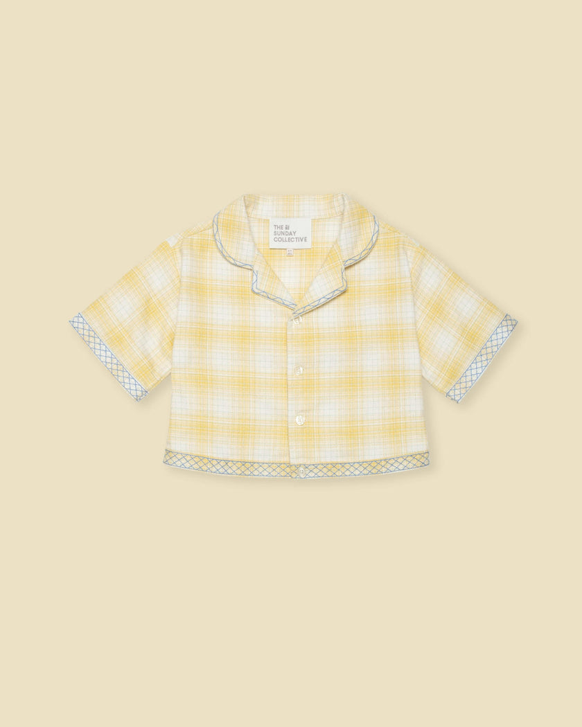 Embroidered Shirt Jacket in Daisy Plaid
