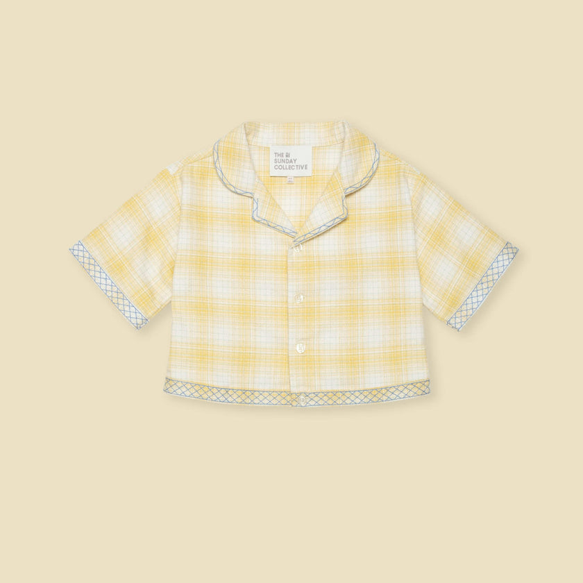 Embroidered Shirt Jacket in Daisy Plaid