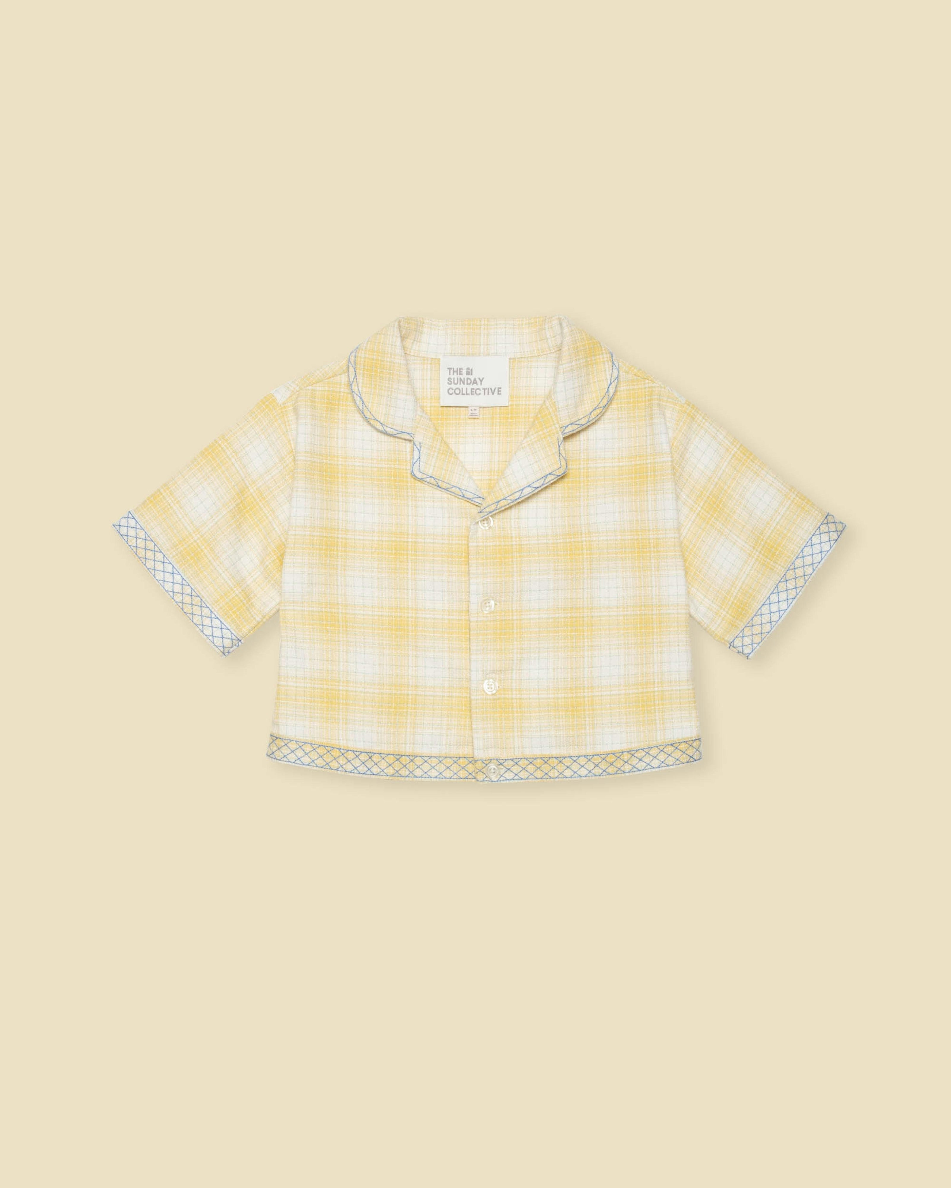 Embroidered Shirt Jacket in Daisy Plaid
