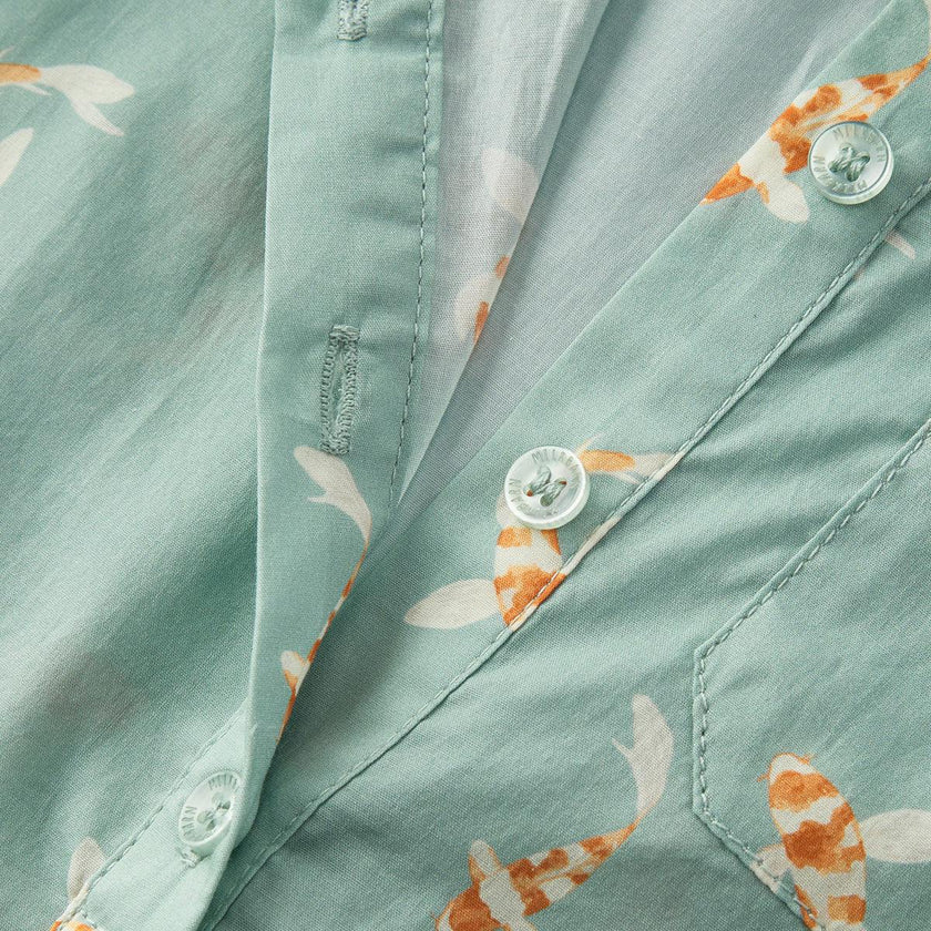 Swimming Koi Collared Shortall