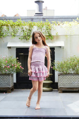 Georgia Pink Ditsy Satin Smocked Top
