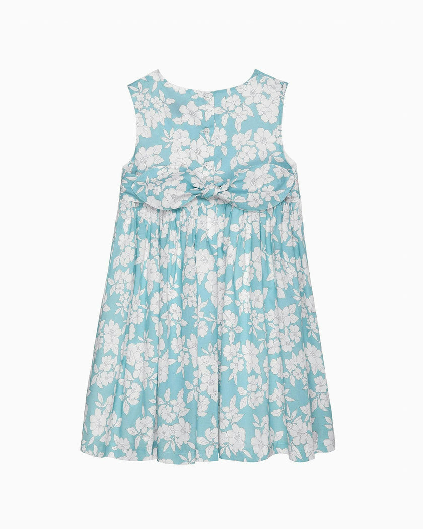 Molly Smocked Pinafore Dress in Teal Floral