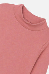 Brushed Rib Mock Neck Top Pink