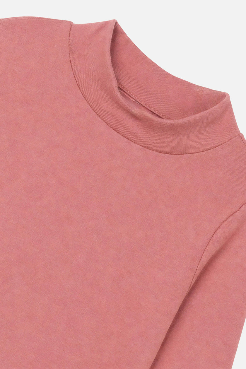 Brushed Rib Mock Neck Top Pink