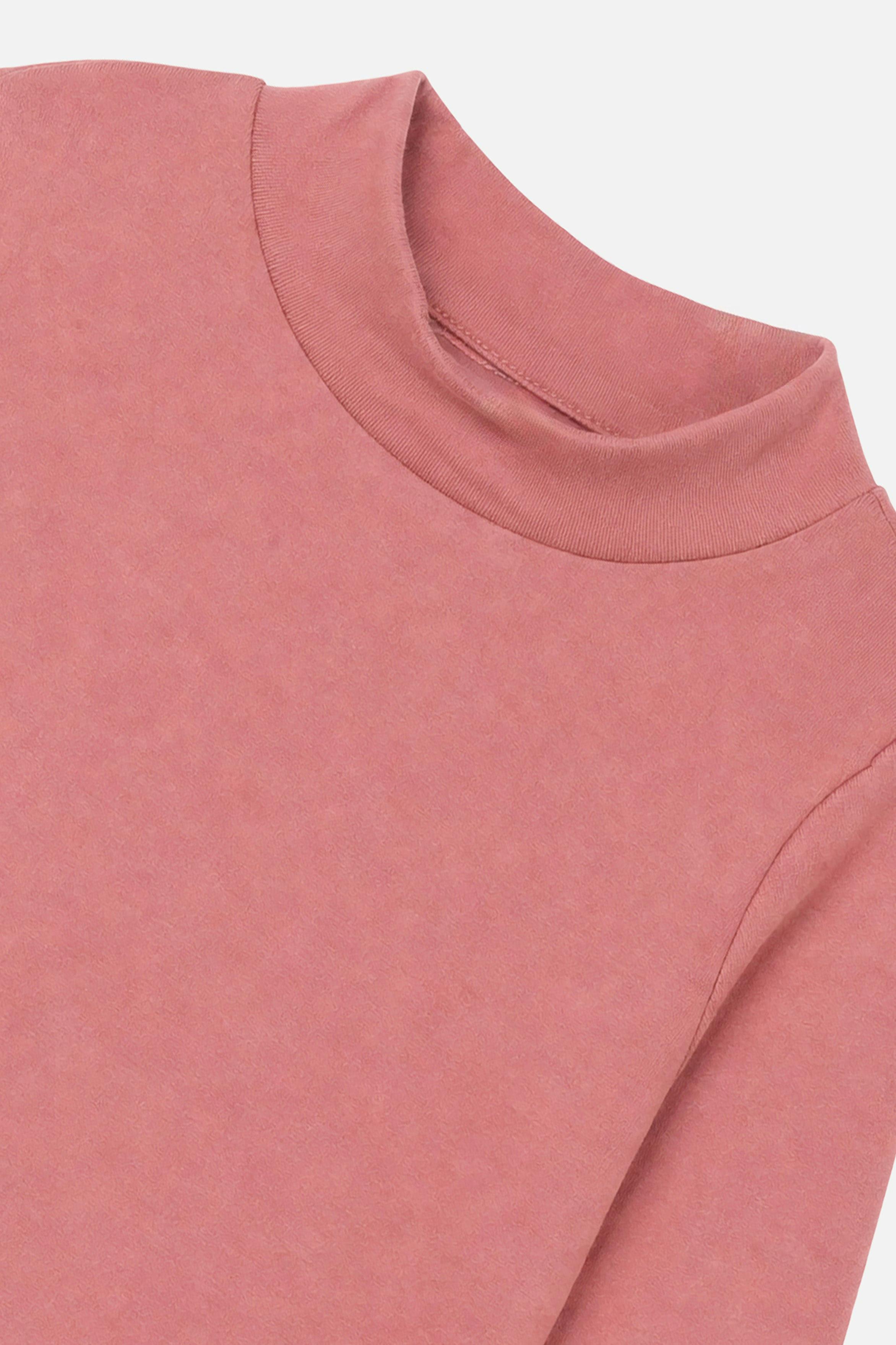 Brushed Rib Mock Neck Top Pink