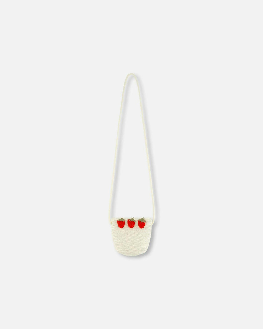 Strawberry Straw Purse Beige