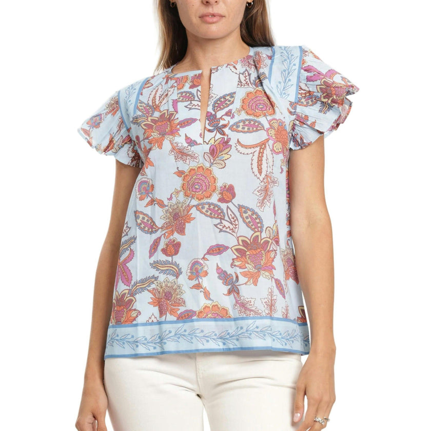 Marion Top - Blue Botanical