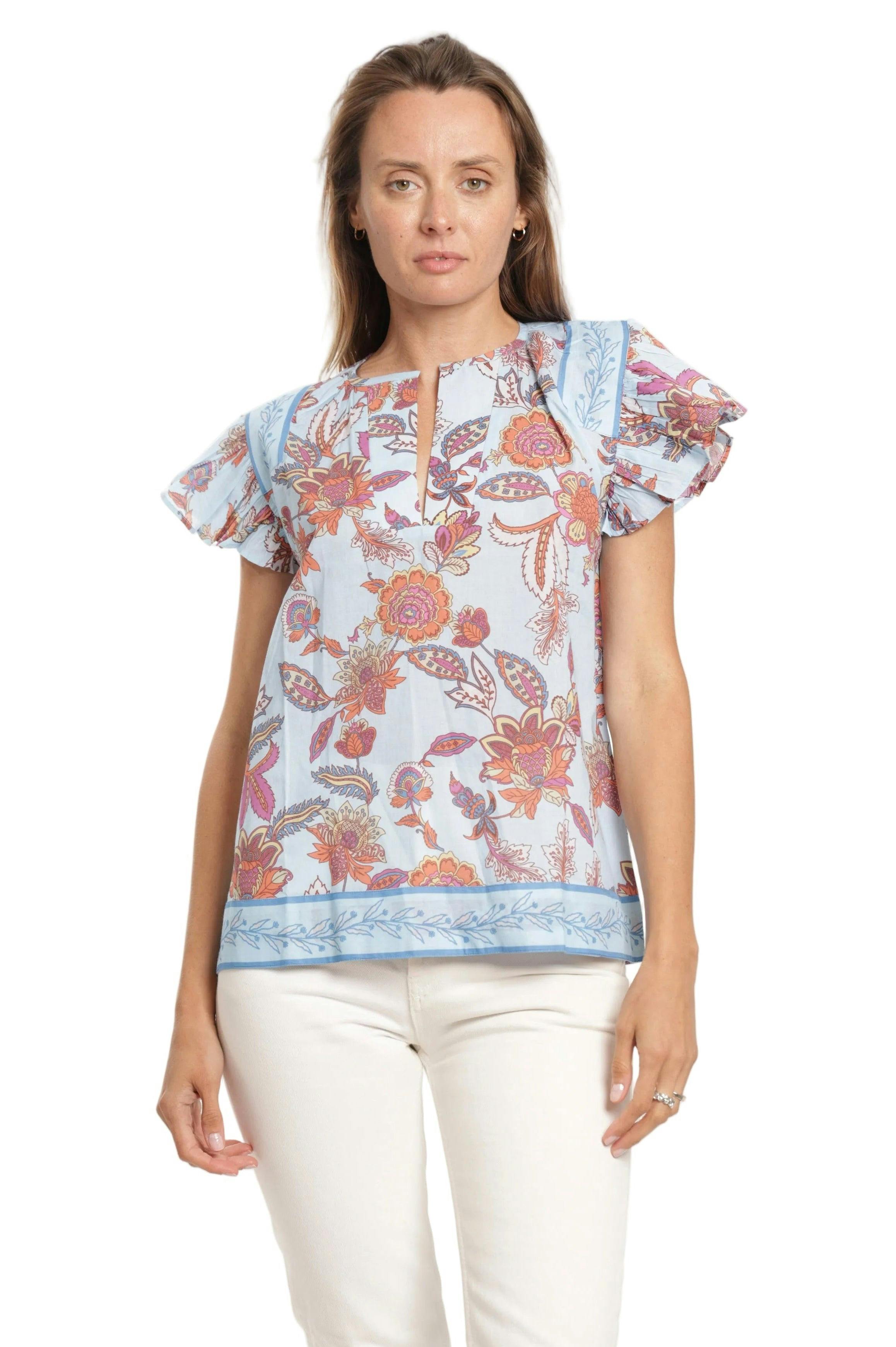 Marion Top - Blue Botanical
