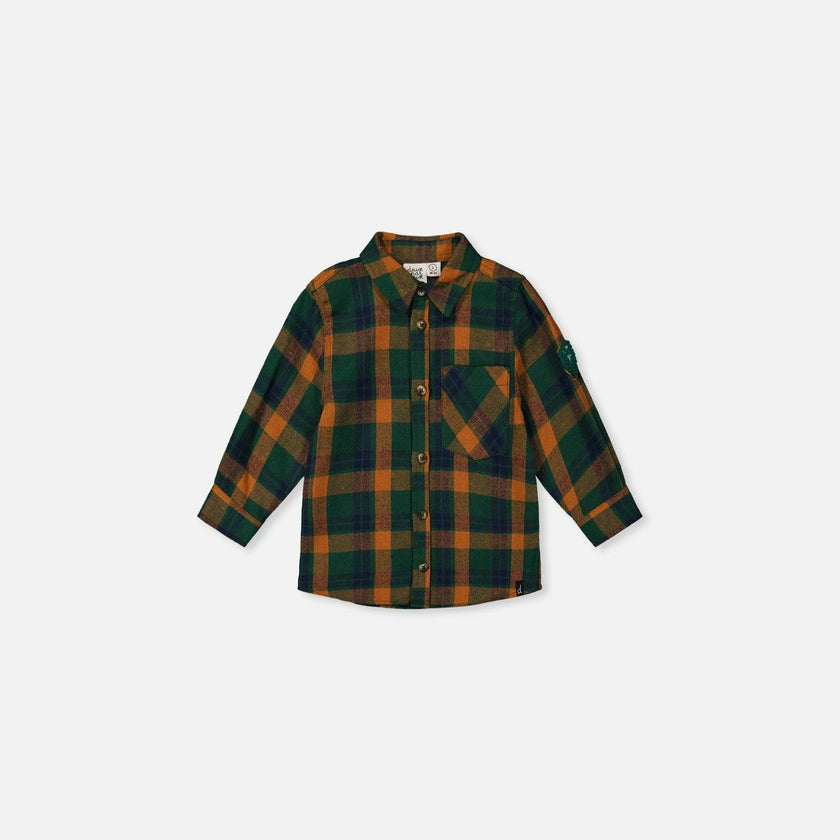 Baby Plaid Shirt Orange, Blue and Green