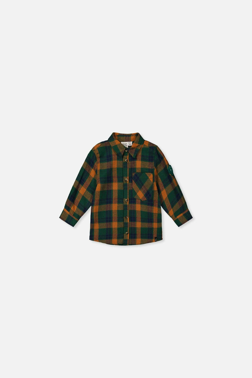Baby Plaid Shirt Orange, Blue and Green