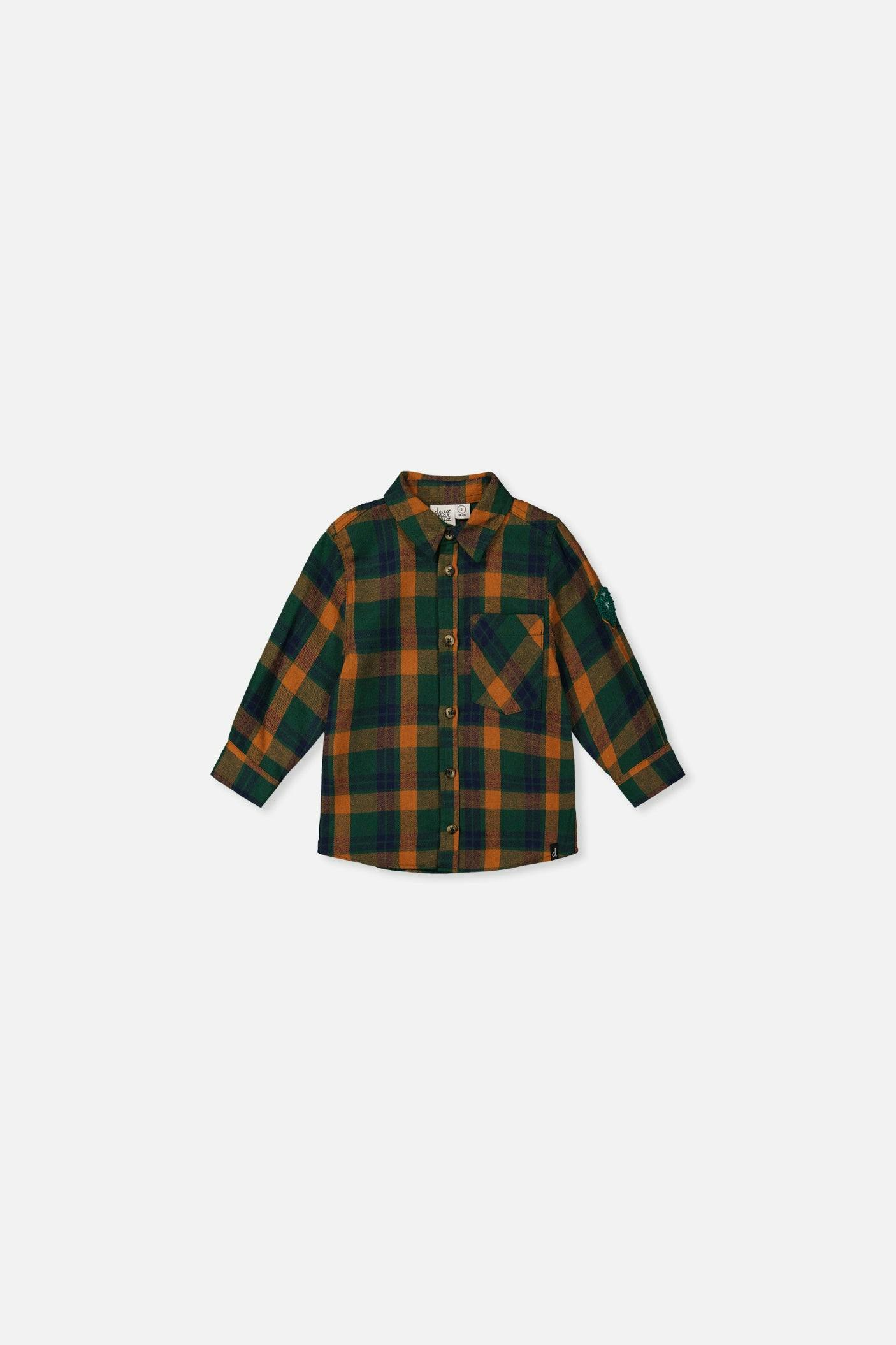 Baby Plaid Shirt Orange, Blue and Green
