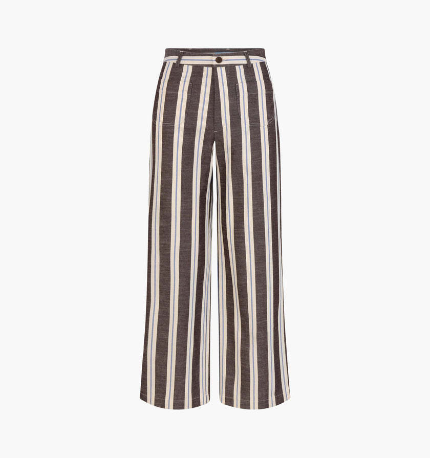 The Mindy Pant -  Coln Ticking Stripe Chocolate
