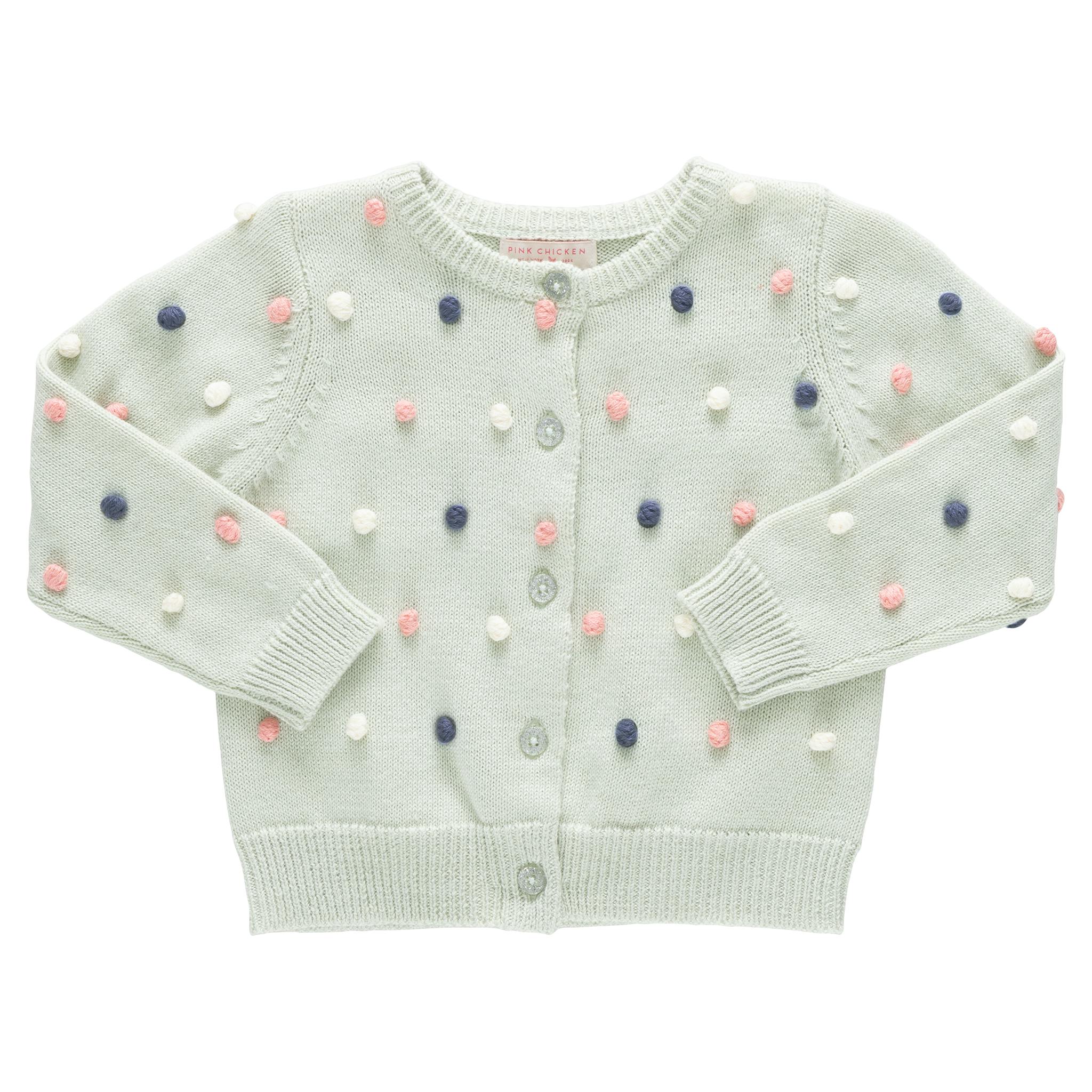 Girls Pom Pom Maude Sweater - Light Green