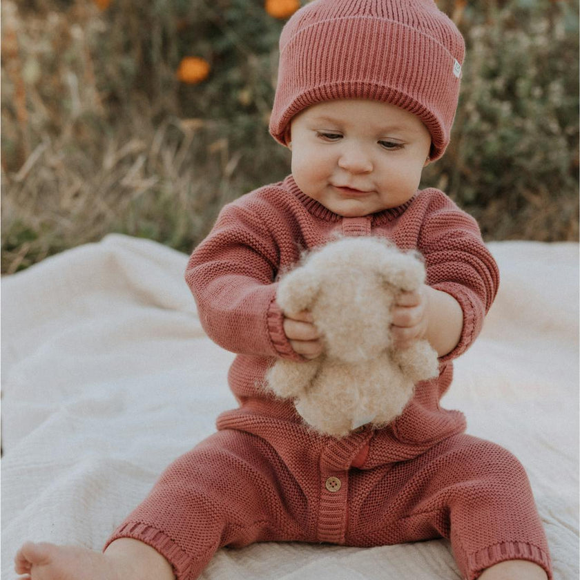 Knit Beanie in Rosewood