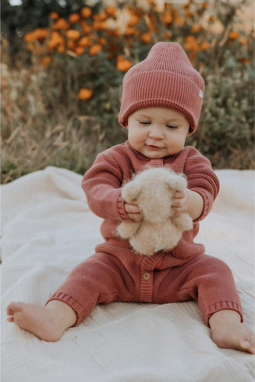Knit Beanie in Rosewood