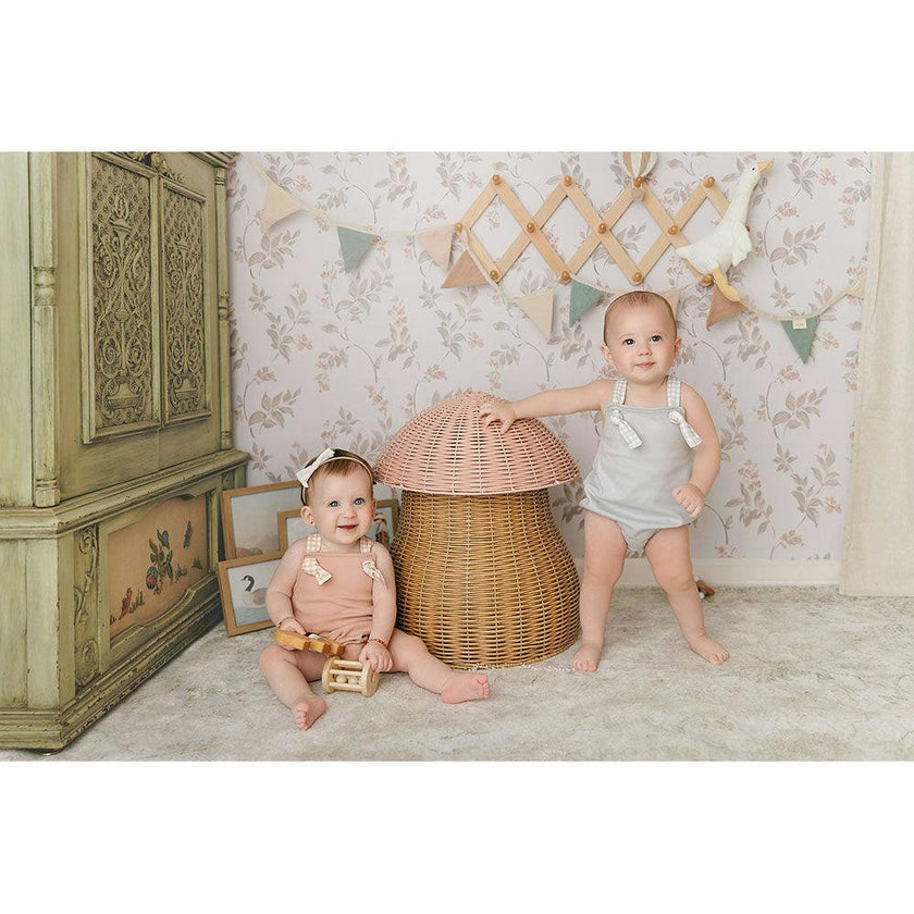 Gingham Glory Romper Misty Rose