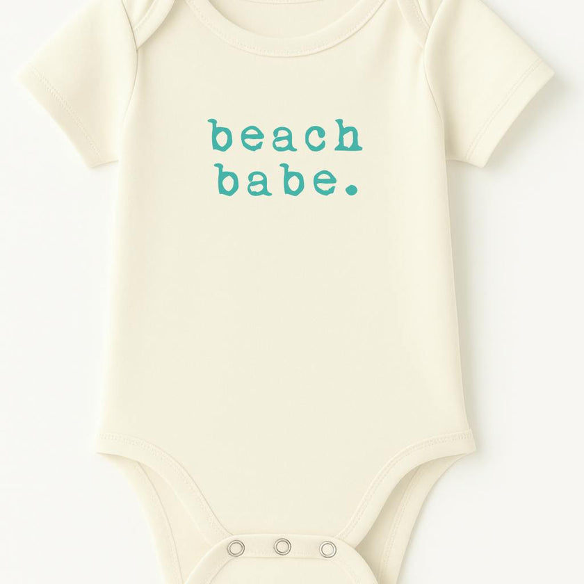 Beach Babe Seafoam Organic Cotton Baby Bodysuit Short Sleeve