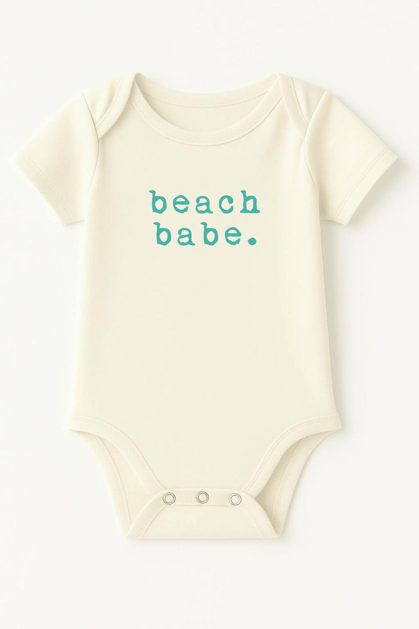Beach Babe Seafoam Organic Cotton Baby Bodysuit Short Sleeve
