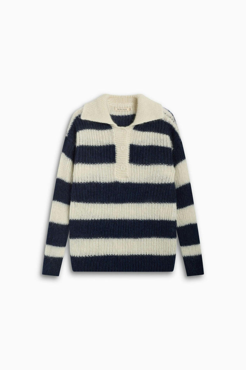 Ellie Woman Polo Black Iris Stripe