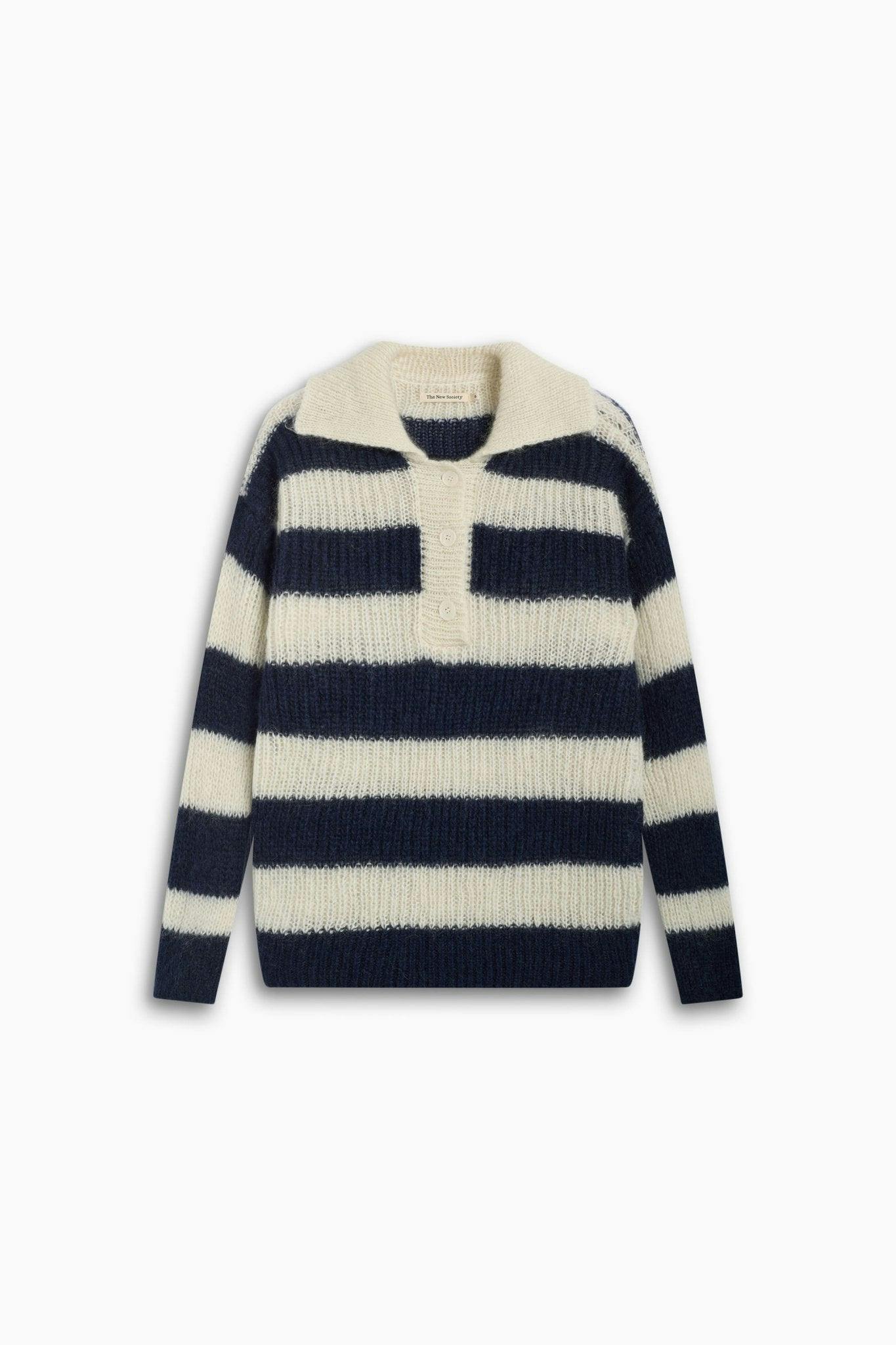 Ellie Woman Polo Black Iris Stripe