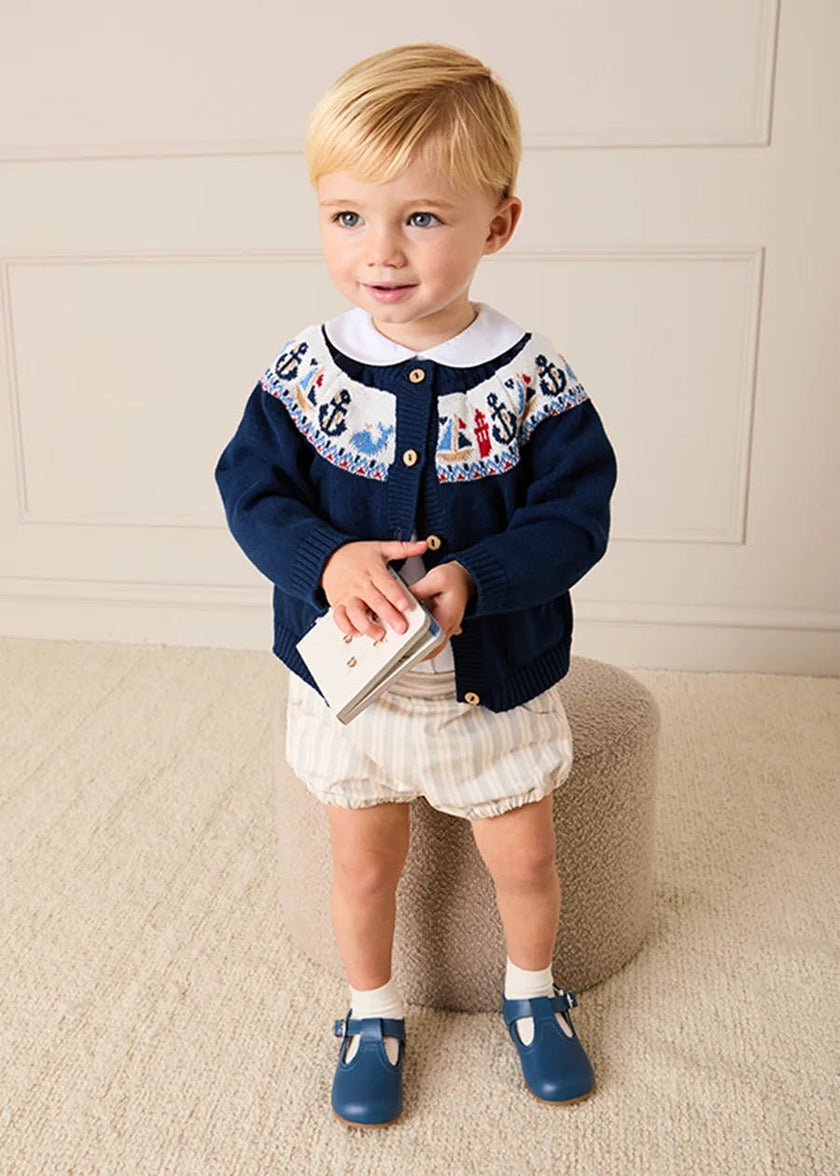 Nautical Fair Isle Cardigan in Navy (6mths-6yrs)