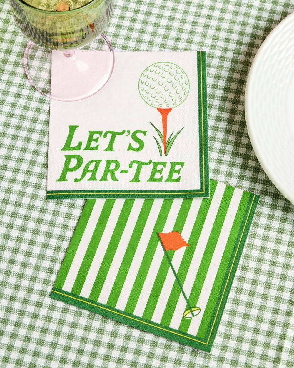 Golf Napkins - 24 green and white napkins