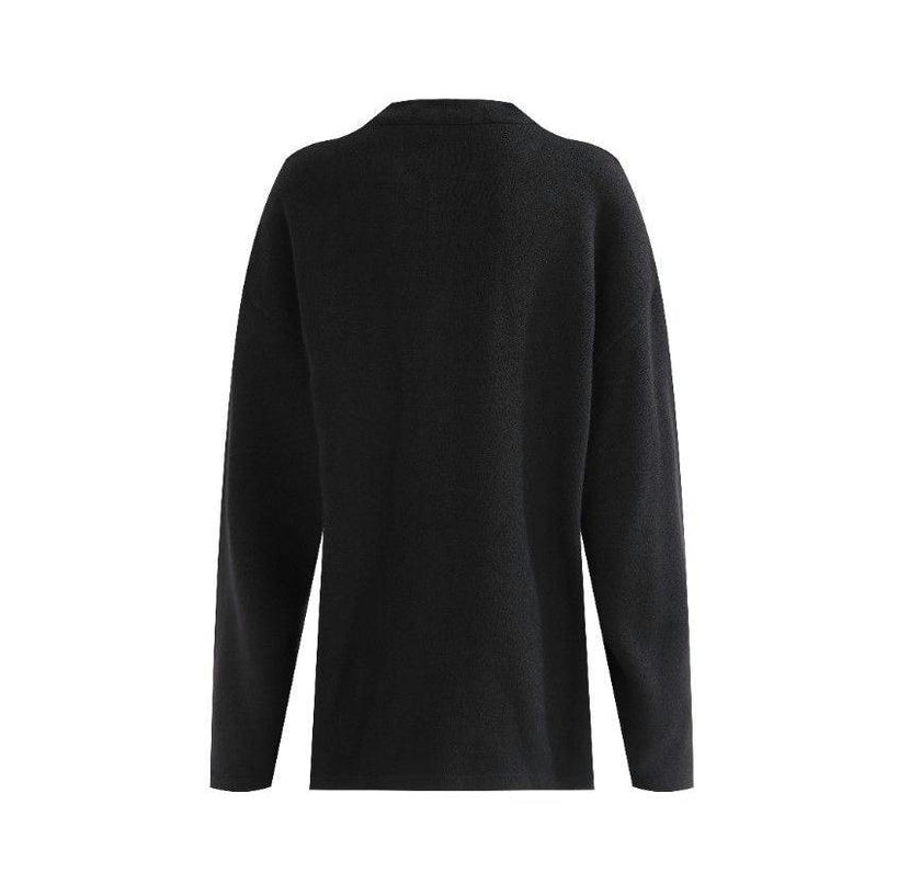 Jet Black Three-Button Henley Top