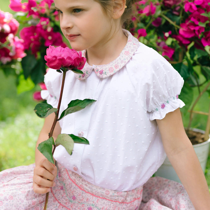 Marie Floral Pink Skirt & Short Sleeve Blouse