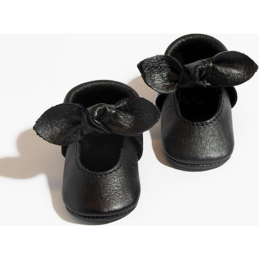 Ebony Knotted Bow Baby Shoe