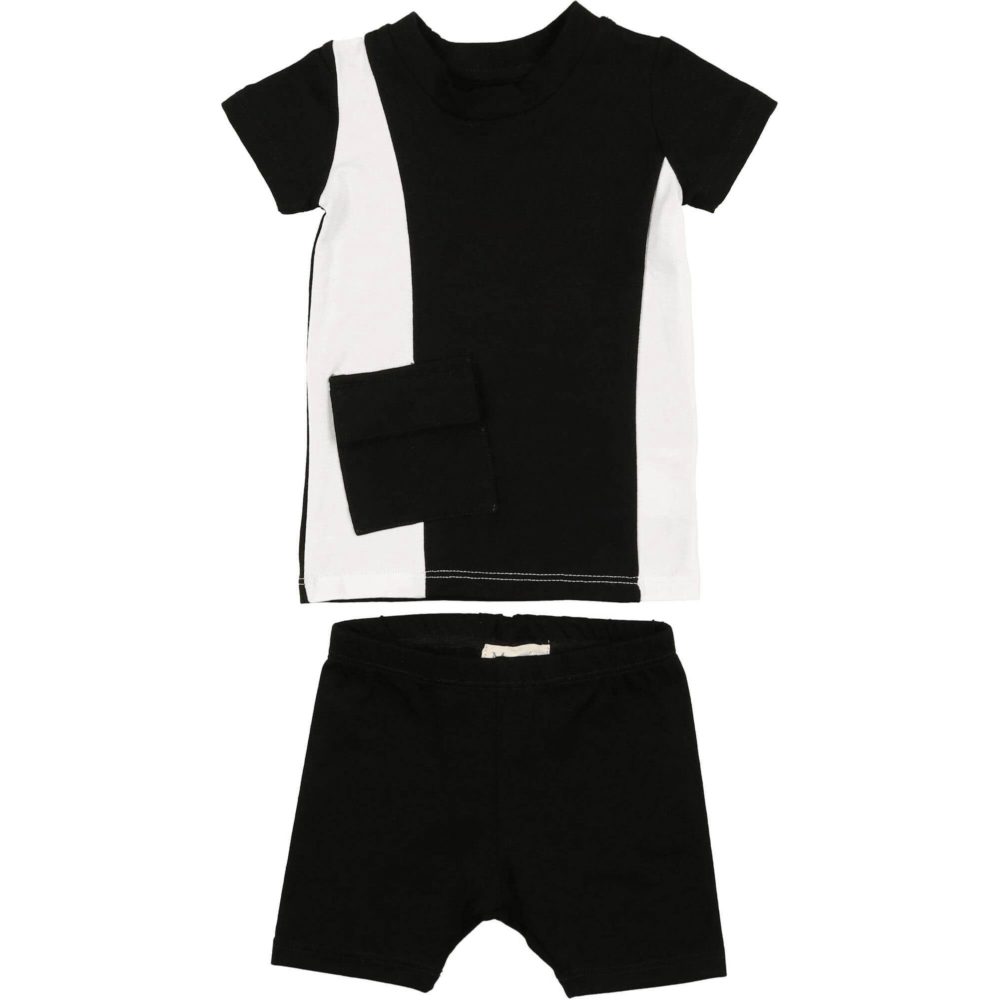 Color-Block Pocket Tee & Short Set