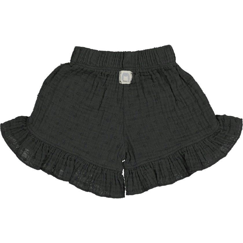 All-Over Spotted Ruffle Hem Gauze Shorts
