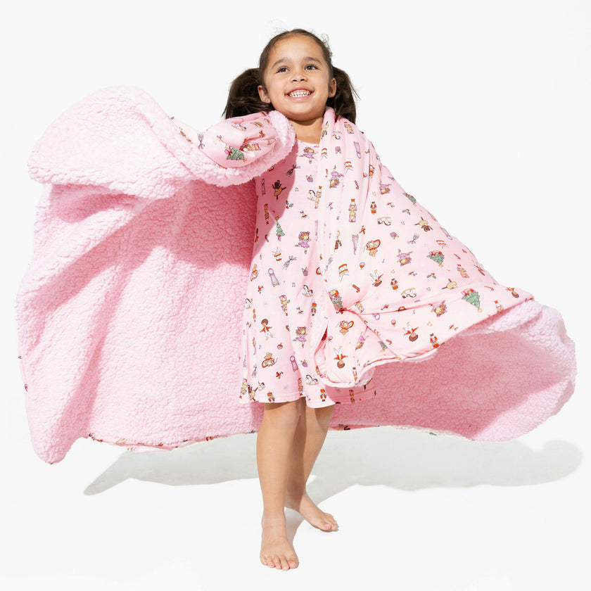 Nutcracker Pink Bamboo Sherpa Blanket