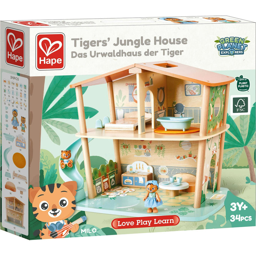 Hape: Tigers' Jungle House - 34pc Wooden Toy Playset