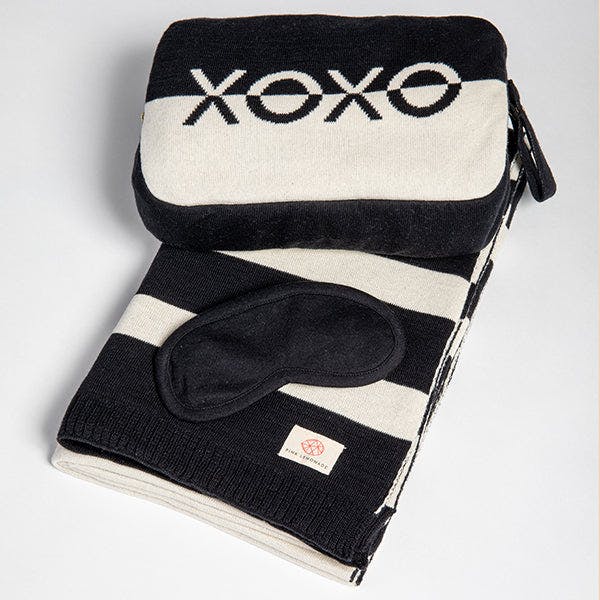 Xoxo Reversible Stripes Blanket Travel Set