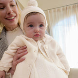 Cream Knit Jacket with Hat