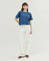 Womens Relaxed Crop Tee - Pigment Dye Jersey - Moonlit Ocean