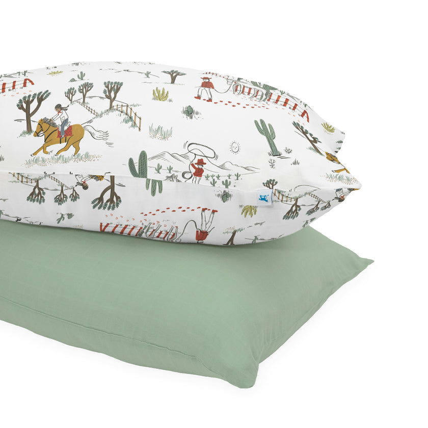 Cotton Muslin Pillowcase 2 Pack - Cowpoke
