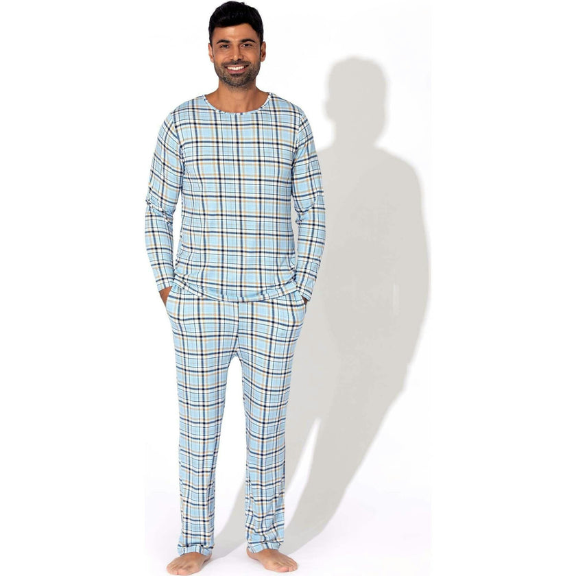 Holiday Plaid Blue Men's Pajama Set