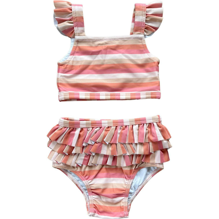Girl's Two-Piece Swim Set Tropical Stripe