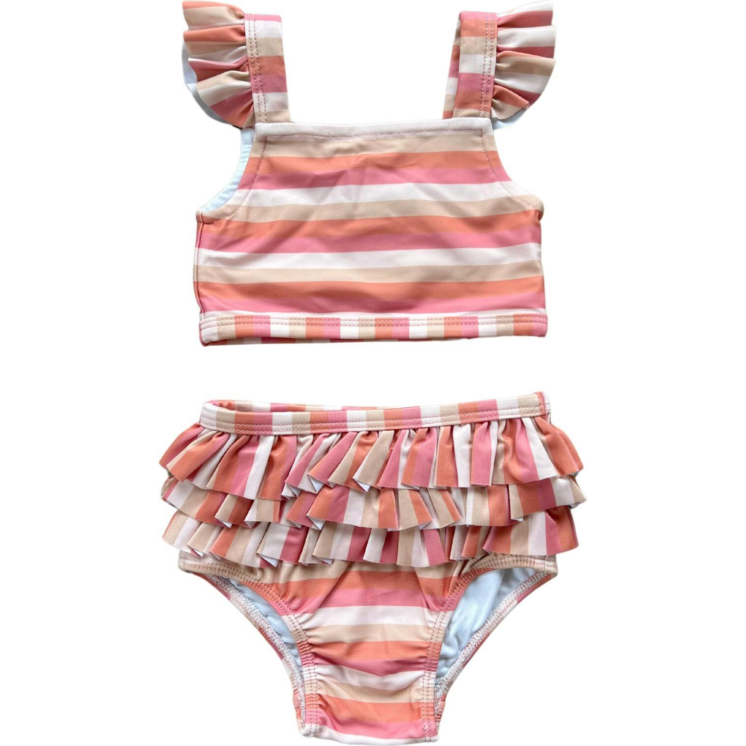 Girl's Two-Piece Swim Set Tropical Stripe