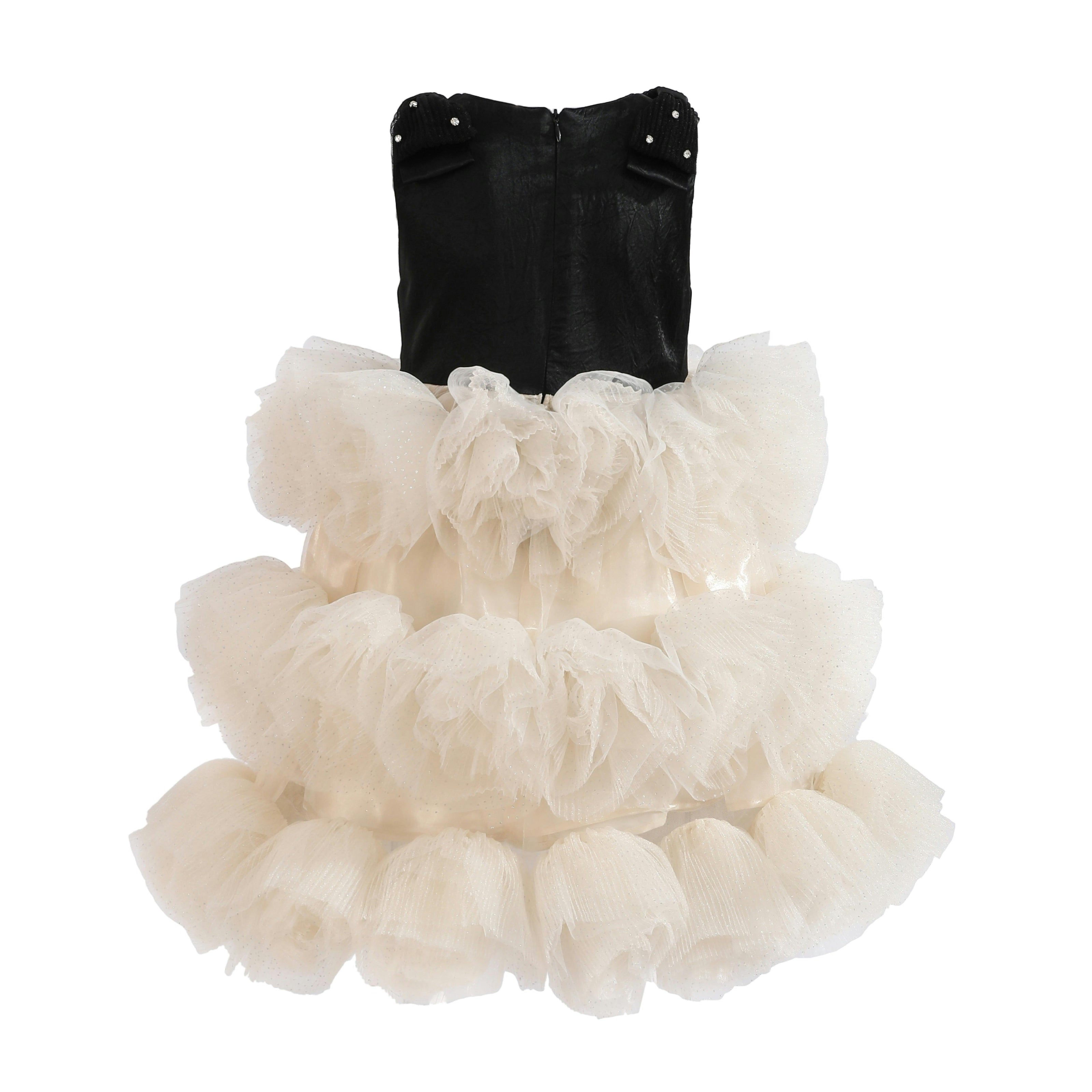 Black & Cream Celestine Ruffle Dress