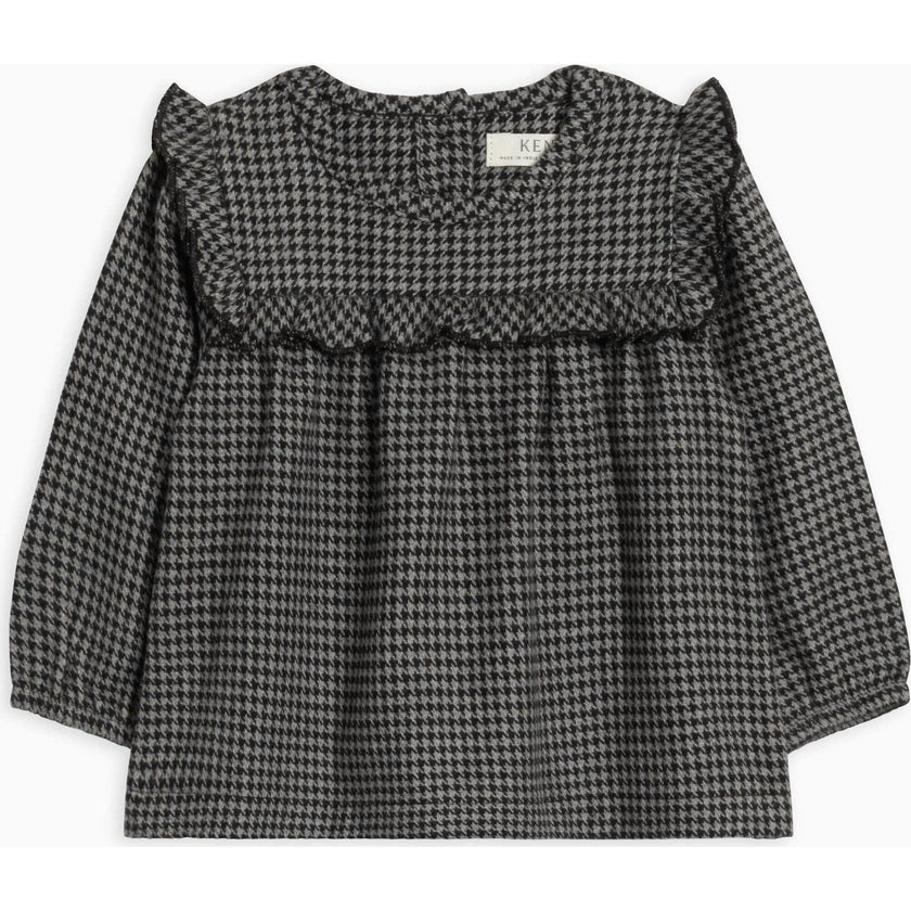 Sally Flannel Ruffle Neckline Top
