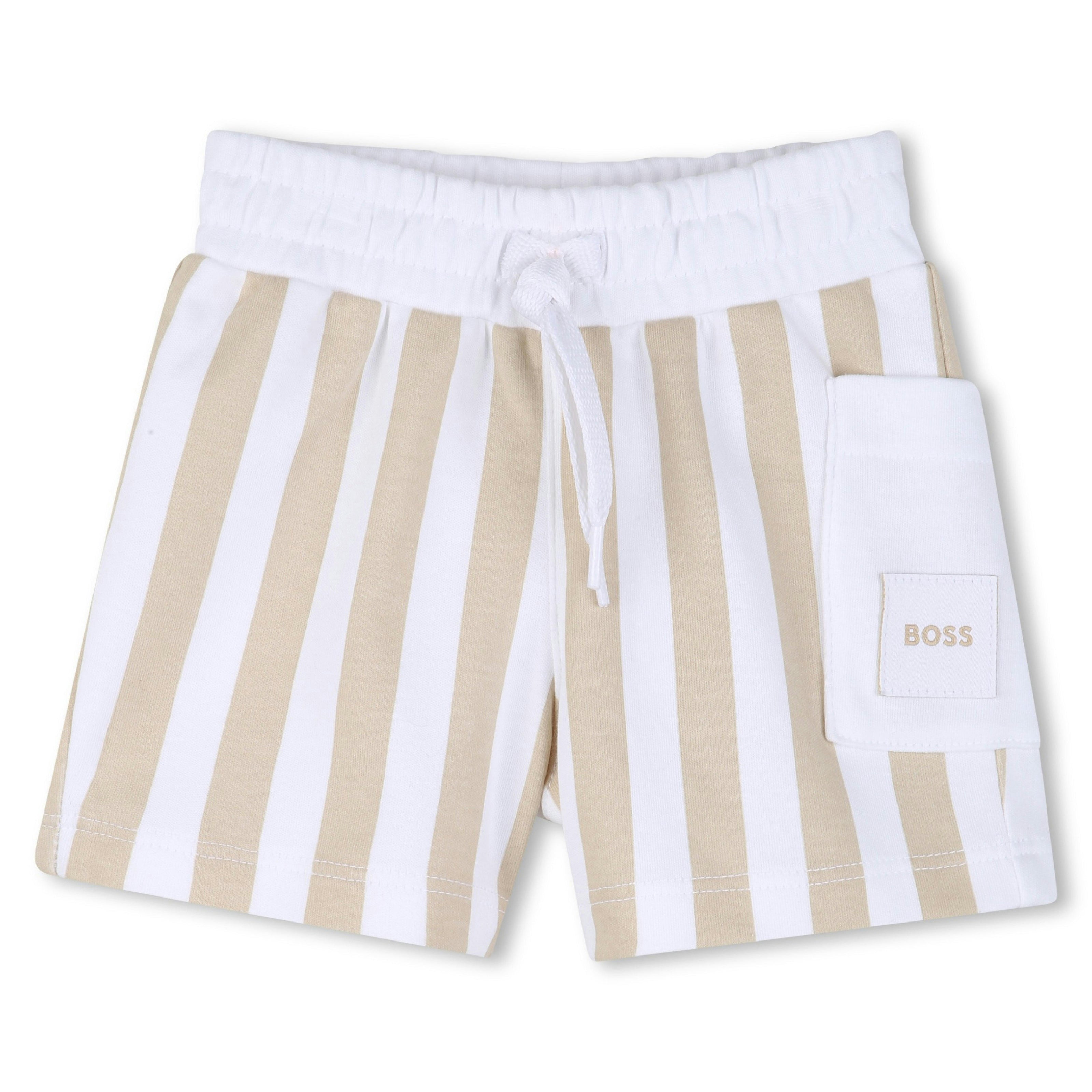 White & Beige Striped Baby Set