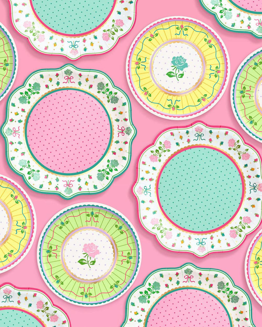 Tea Party Plates - 32 pastel floral plates
