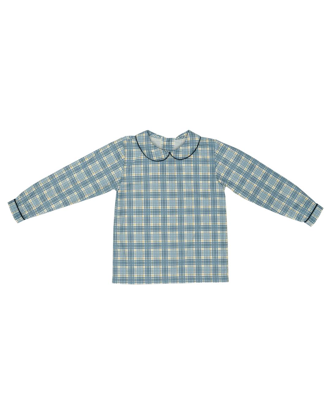 Piped Peter Pan Top in Marta Plaid