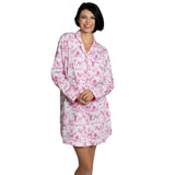 Women's Skydog Toile Pink Night Shirt - Organic Cotton Poplin