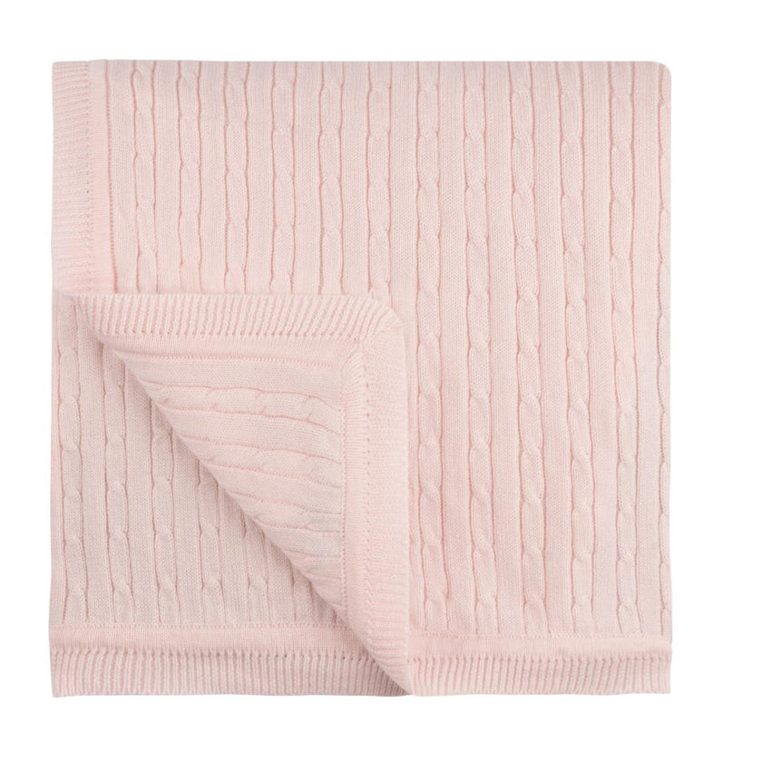 Cable Knit Blanket Pink