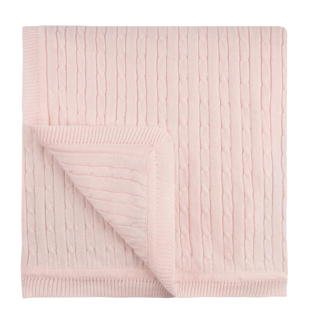 Cable Knit Blanket Pink