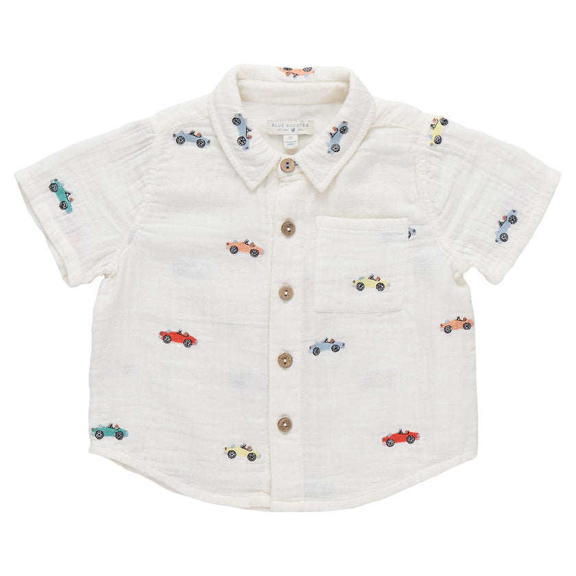 Multi Boys Jack Shirt - Vintage Car Embroidery