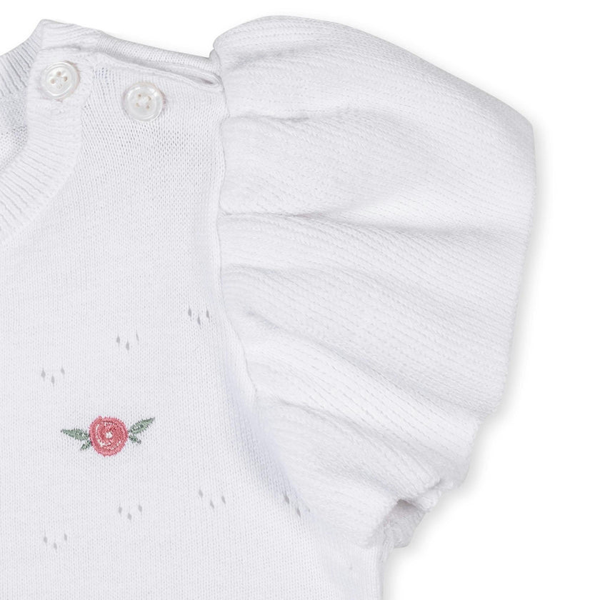 Organic Ruffle Sleeve Pointelle Sweater